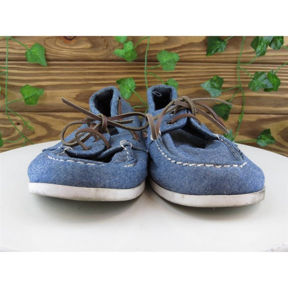 Old Navy Size 10 Boat Shoe Blue Fabric Medium (B, M)‎ Lace Up Women - Picture 2 of 11
